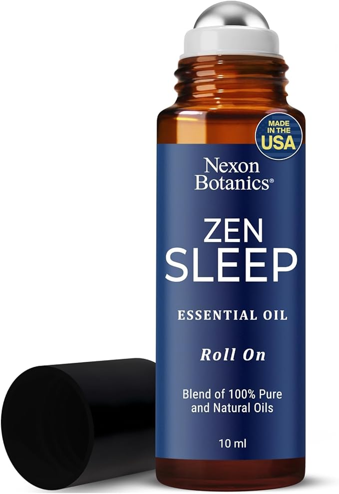 Zen Sleep Essential Oil Roll-On 10 ml - Calming Blend for Serenity & Deep Sleep with Lavender, Rosemary - Easy-to-Use Roller Ball - Nexon Botanics