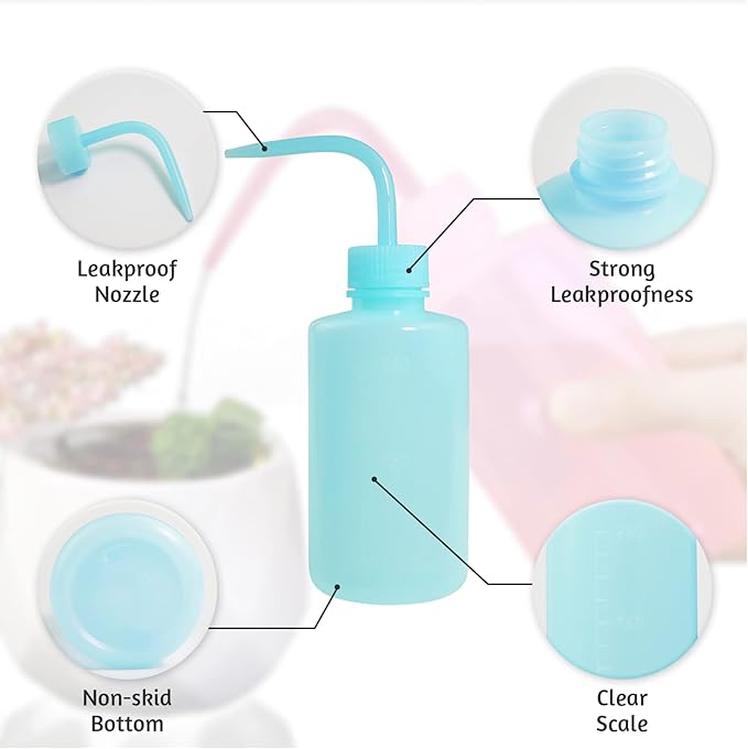 4 Packs Tattoo Wash Bottle Water Squirt Squeeze Diffuser Bottles (Light Blue, 250ml)