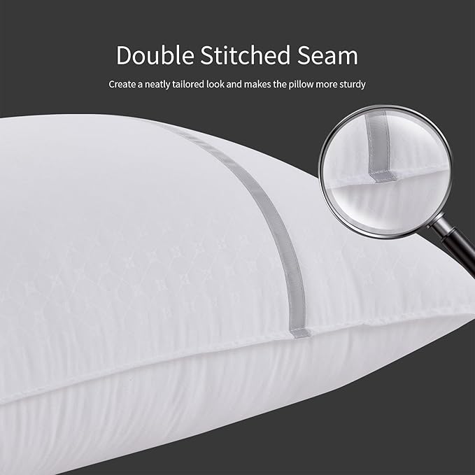 Bed Pillows Standard Size Set of 4, Medium Firm Hotel Pillows for Sleeping, Cooling Pillows for Side & Back Sleepers, Down Alternative Filling, 20 x 26 Inches