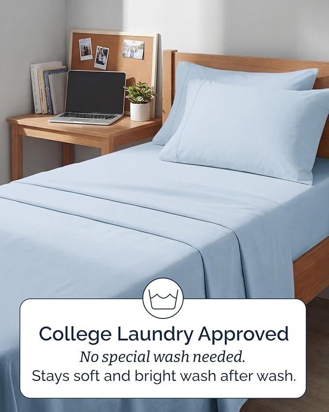 Extra Deep Twin XL Sheet Set - 4 Piece Breathable and Cooling Sheets - Hotel Luxury Bedding for Women, Men, Kids & Teens - Easy Secure Fit - Soft, Wrinkle Free & Comfy - Extra Deep Pockets - Sky Blue