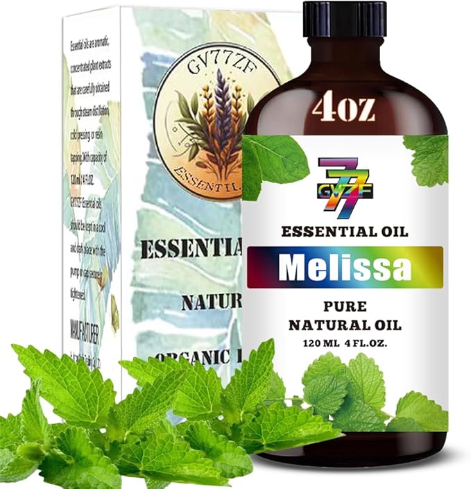 Melissa Essential Oil - Melissa Oils for Diffusers, Humidifiers, DIY Candles, Soap, Cleaning, Home, Office, Yoga, Massage, Gifts - 4 fl oz (120 ml) - GV77ZF