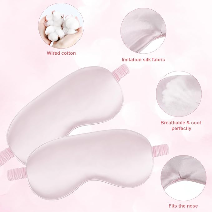 Silk Sleep Mask 2 Pack Silk Eye Mask for Sleeping Block Light Eye Sleep Shade Cover Satin Eye Masks Soft Silk Sleeping Masks Sleep Shade Cover for Women & Men Travel Home