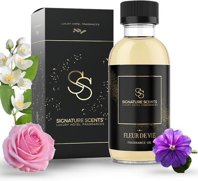 Signature Scents: Luxury Hotel Inspired Fragrance Oils for Diffusers - 4.05 Fl Oz with Bonus Samples (4.05 Fl Oz, Fleur De Vie)