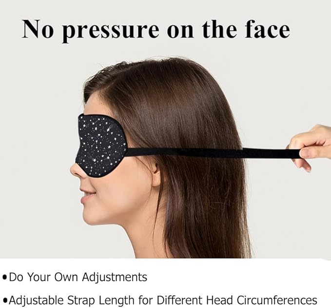 Galaxy Sleep Mask Eye Mask Star Space Connection Sparkling Black Sleep Mask Light Blocking Adjustable Smooth Soft Eye Masks for Women Deep Rest Travel