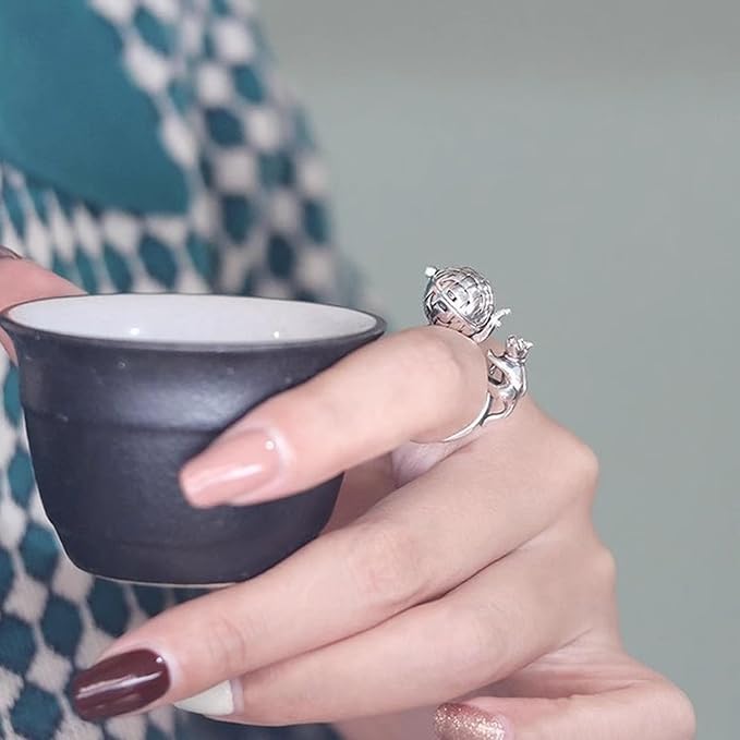 Adjustable Aromatherapy Finger Rings Jewelry with Essential Oil Diffuser Vintage Style Rings Accessory for Women Girls