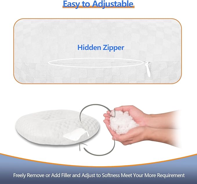Ear Piercing Pillow for Side Sleepers - Ear Hole Pillow for Pierced Ears, CNH & Pain Relief, O-Shaped Orthopedic Pillow for Pressure Sores, Soft Cotton (White)