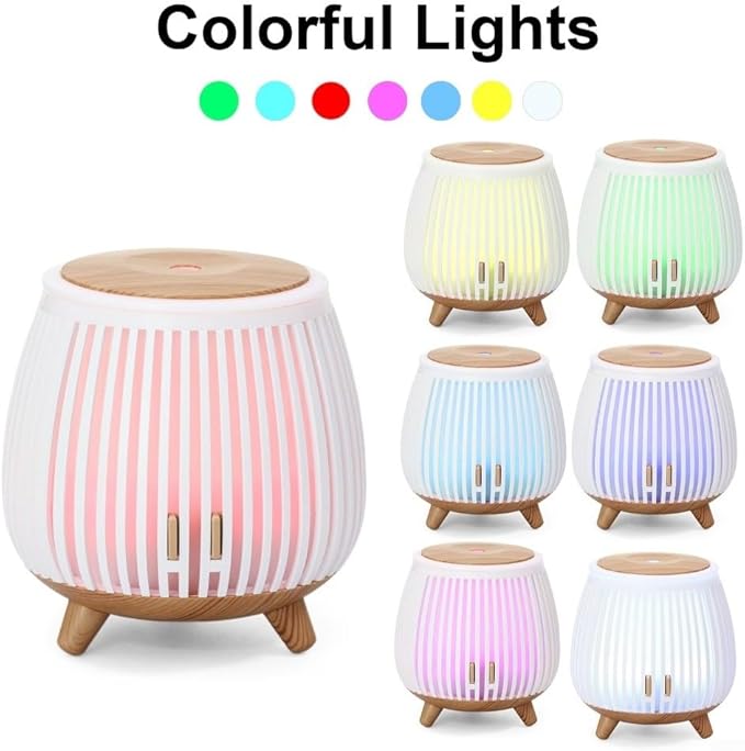 Essential Oil Diffuser and Humidifier with LED Mood Light, Quiet Ultrasonic-Aromatherapy Machine for Home Bedroom Office, Portable Air Freshener with Auto Shut-Off(Light wood grain)