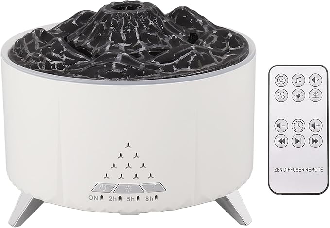Flame Essential Oil Diffuser, 350ML Ultrasonic Flame Oil Diffuser, Up to 24H of Continuous,Waterless Auto Off Diffusers,White