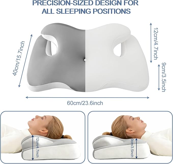 dosun 2 Pack Ergonomic Memory Foam Cervical Pillow, Adjustable Breathable Neck Pillow, Odorless Patented Orthopedic Pillow for Side Back Stomach Sleepers