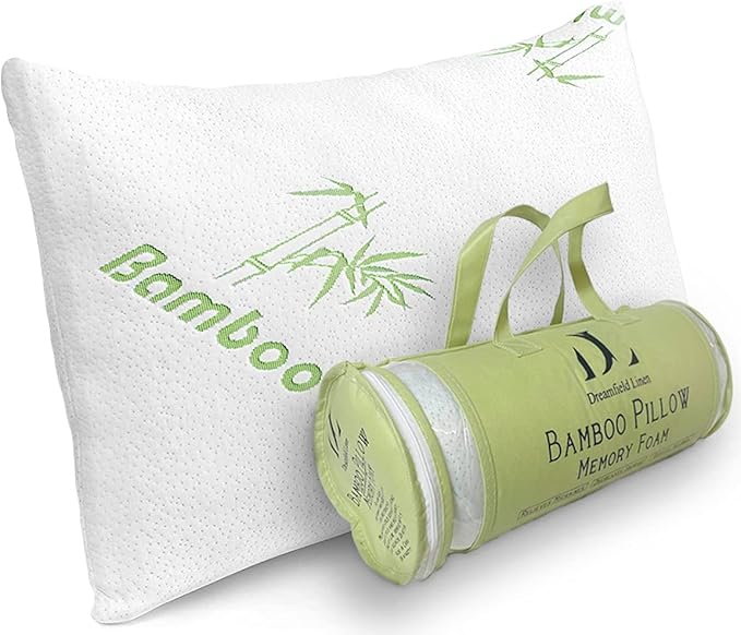 Rayon Derived from Bamboo Pillows Standard Size - [Adjustable] Shredded Memory Foam for Sleeping - Cooling & Breathable Pillowcase with Zipper - Back, Stomach, Side Sleeper (26 x 20 Inch)