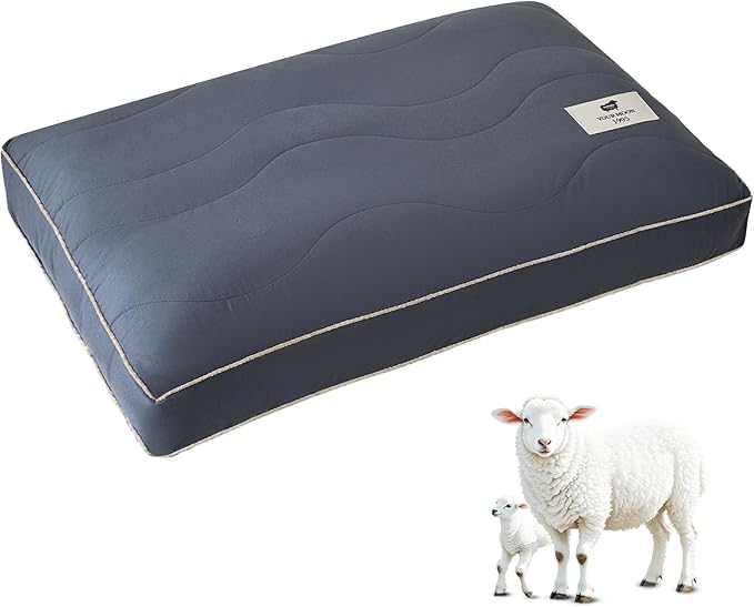 YOUR MOON Natural Soft Wool Pillow Standard Size, Support Soft Bed Pillows for Sleeping, Premium Australian Wool Filling with 100% Cotton Cover, Down Alternative Pillows (Gray)