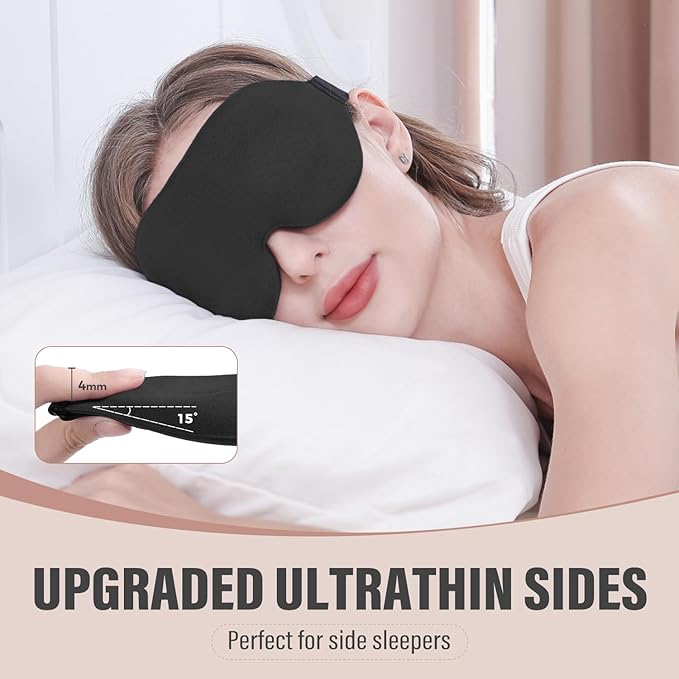 Sleep Mask (Black & Purple) for Men Women, Complete Light Blocking 3D Eye Mask for Sleeping Night Blindfold, Relaxing Zero Pressure Eye Cover