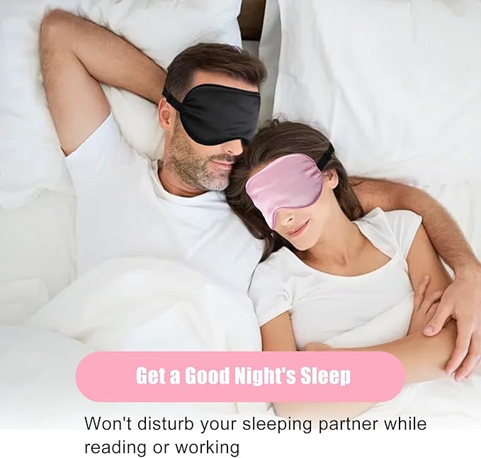6 Pack Silk Sleep Mask,Silk Eye Mask for Sleeping,Soft Satin Blackout Eye Masks for Women Men,Blindfold Eyeshade for Night Sleep Travel(Black+Pink+Purple)