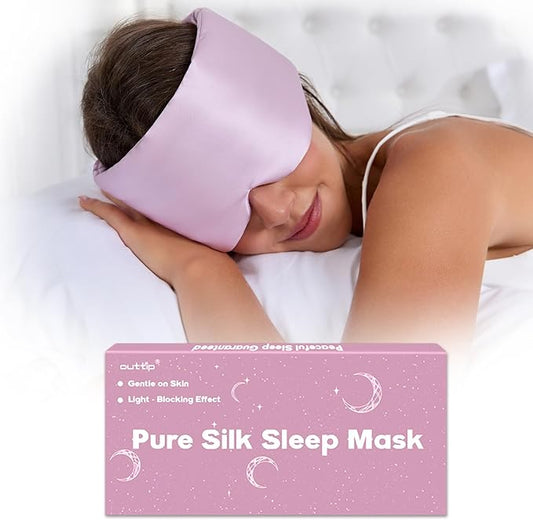 100% Mulberry Silk Sleep Mask for Women & Men Beauty Sleep, Adjustable Blindfold Silk Eye Mask for Sleeping Side Sleepers, Soft Pressure-Free Design for Home, Travel, Office, Nap