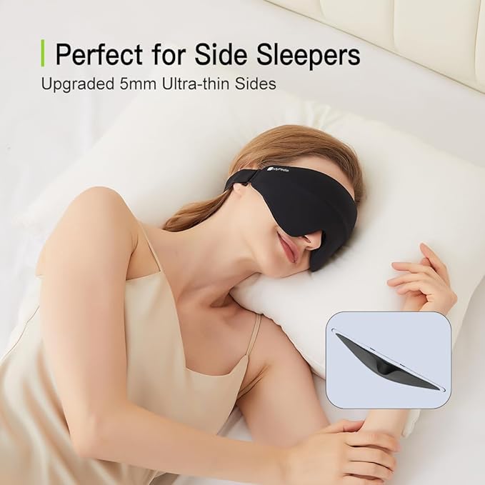 Bodypedia Sleep Eye Mask for Men Women - Complete Light Blocking 3D Sleeping Mask, Relaxing Zero Eye Pressure Night Blindfold, Soft Breathable Eye Cover for Side Sleeper, Black