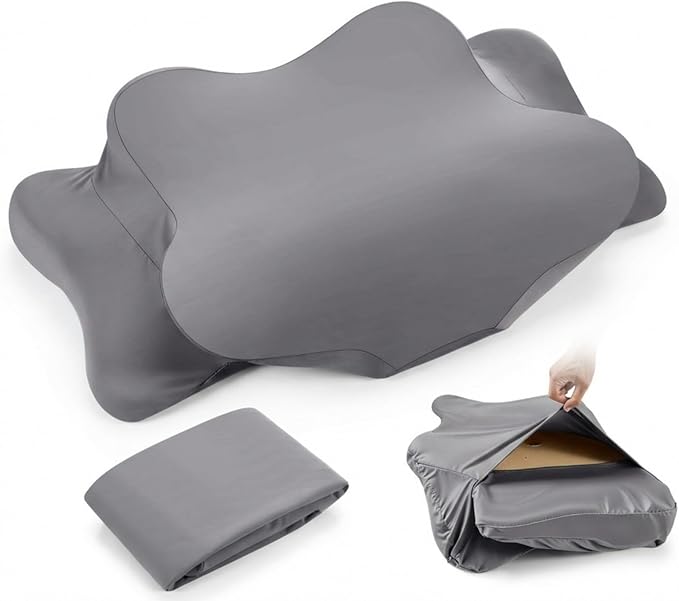 Hahafelt Cooling Cervical Pillowcase Cover with Envelope Closure (Only Pillow Case) Ergonomic Neck Pillowcase Smooth Soft Cool Pillow Cover for Side Back Stomach Sleepers(Dark Gray,Queen Size)