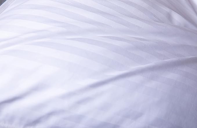 Queen Size Goose Down Feather Hotel Collection Bed Pillows for Sleeping One Pillow for Back, Stomach or Side Sleepers Stripe White Color