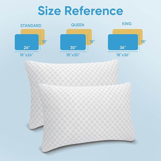 OAISZ Shredded Memory Foam Pillow, Standard Size Cooling Adjustable Firm Bed Pillow for Sleeping, Washable Removable Cover, Ideal for Side, Back & Stomach Sleepers