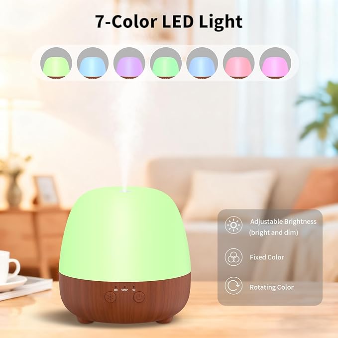 SPLITSKY Cordless Essential Oil Diffuser 150ML, Portable Rechargeable Diffuser with 7-Color LED Light, 2 Mist Modes, Quiet Operation and Auto-Off, 3 Timer Settings, for Home, Office, Outdoor
