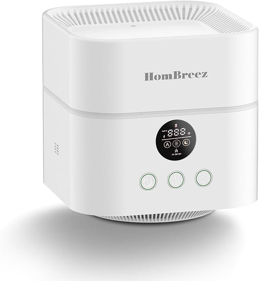 Air Purifier and Humidifier Combo for Bedroom, Covers Up to 200ft², H13 True HEPA Filter, 400ML Water Tank, Quiet Cool Mist Top Fill Essential Oil Diffuser for Baby, Pet Room, White