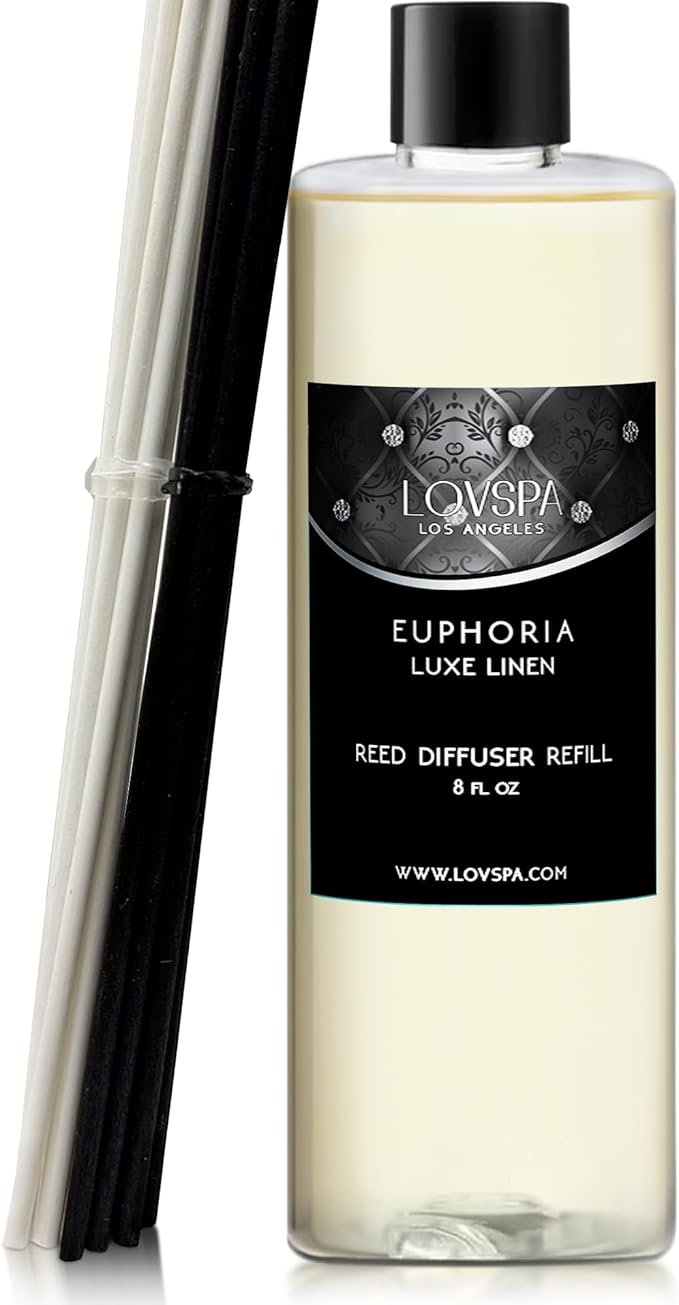 Euphoria Luxe Linen Diffuser Oil - Essential Oils for Diffuser Refill & Air Freshener Room Spray - Long-Lasting & Natural Home Fragrance, Scented Oil for Diffusers, USA Made, 8 oz