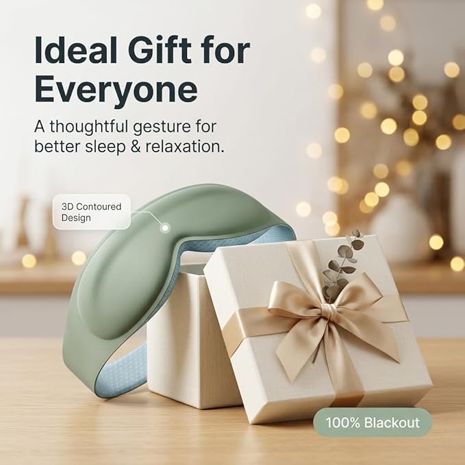 Weighted Sleep Mask for Women Men: 3D Contoured Eye Mask for Night Shift - 100% Blackout Eye Cover with Full Coverage Fit, Soft Memory Foam, Bedtime Relaxation, Airplane Travel Nap Gadget