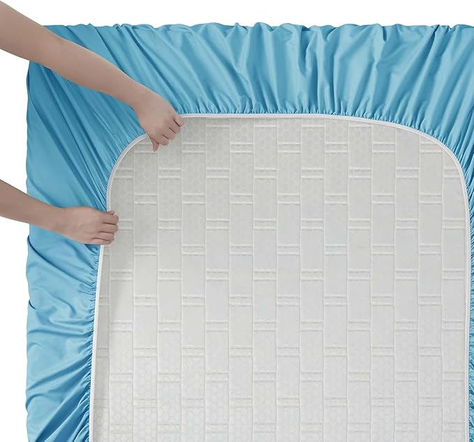 Clara Clark Full Sheets, 6 Piece Set - Hotel Luxury Bed Sheets, Super Soft Bedding Set, Full Size, Beach Blue