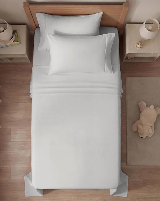 Twin 4 Piece Sheet Set - Comfy Breathable & Cooling - Hotel Luxury Bedding for Women, Men, Kids, Teens & Children - 1 Flat & 1 Fitted Sheet & 2 Pillowcases w/ Deep Pockets - Wrinkle Free - French Grey