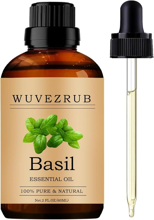 Basil Essential Oils 60ML, Pure Basil Essential Oil for Aromatherapy Diffuser - 2 Fl Oz