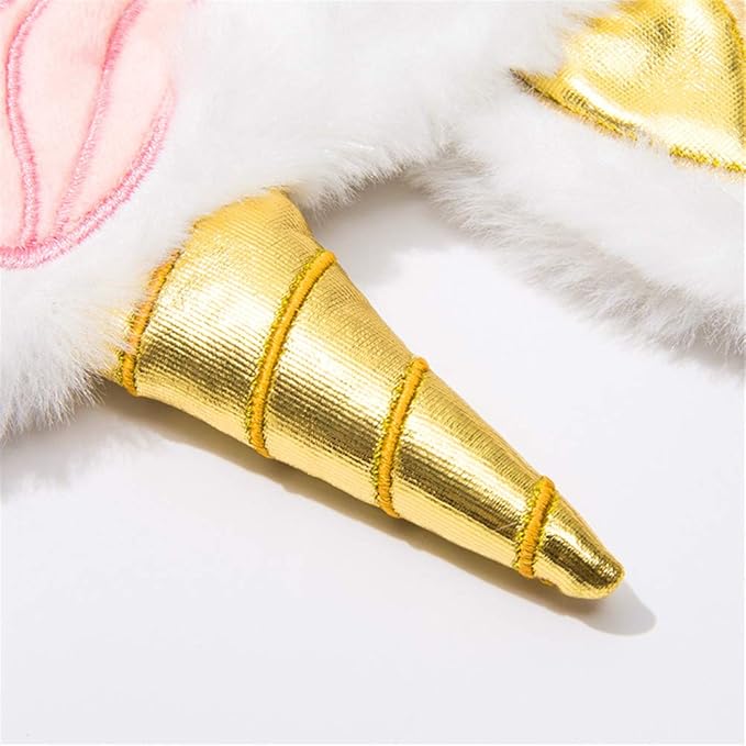 Cute Animal Sleeping Sleep Mask Soft Plush Blindfold Cute Rabbit Panda Koala Eye Cover Eyeshade for Kids Teens Girls Women (Unicorn Gold)