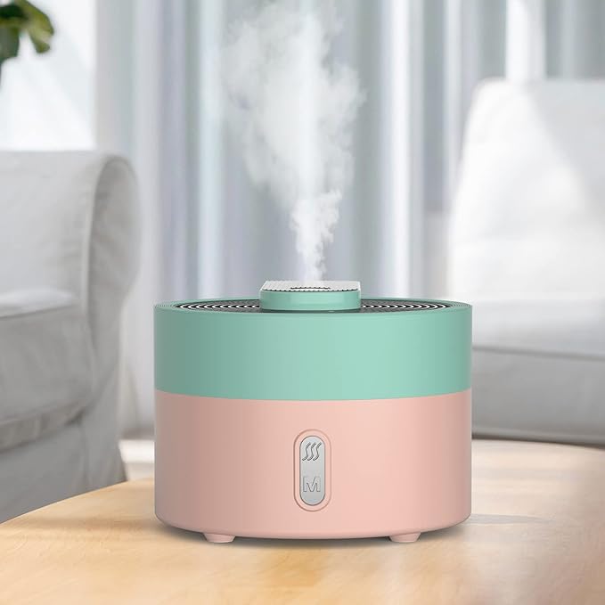 DAROMA Aromatherapy Diffuser, 220ML Cool Mist Humidifier, 7 Color Lights, 2 Mist Modes, Whisper-Quiet, USB Type-C Charger, Cyan-Pink