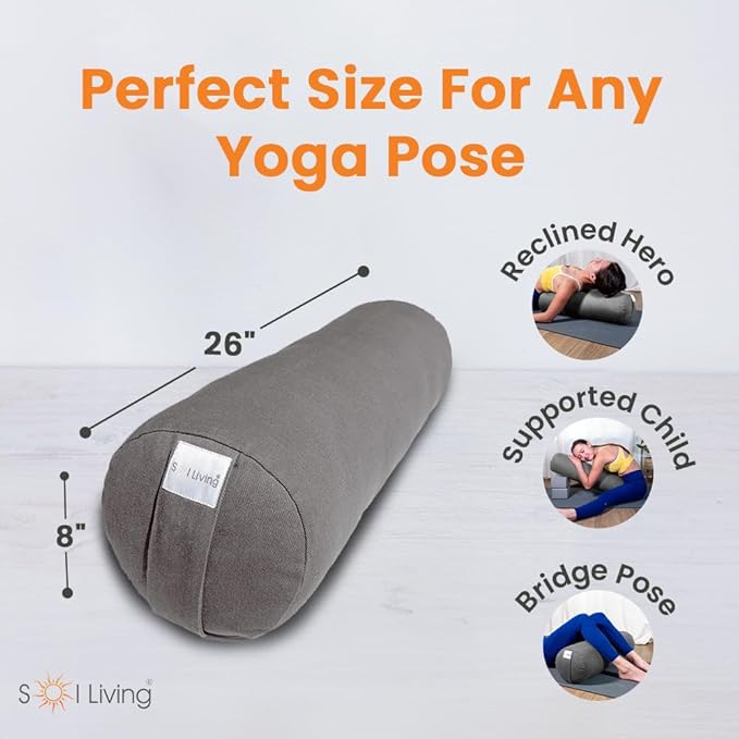 Sol Living Yoga Bolster Pillow Rectangular Meditation Cushion Cotton Meditation Accessories for Restorative Yoga Meditation Pillow Yoga Pillow Firm Body Pillow Bolster Pillow for Legs Removable Cover