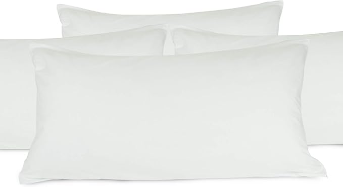 BC BARE COTTON Luxury Hotel Bedding Quality Collection, Ultra Soft dust Proof Plain Pillow Protector | Pillow Cover with Zipper, Soft & Comfortable for Hair and Skin, Queen Size, 4 Pack Set