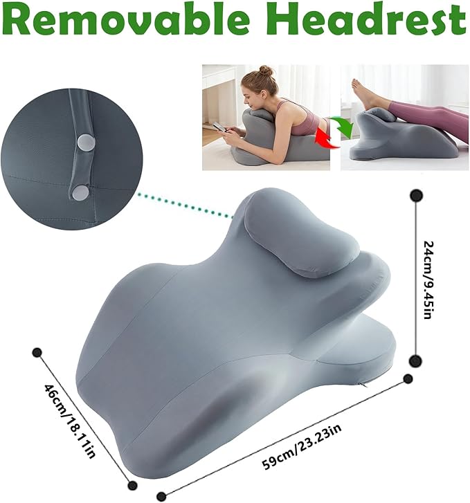 RSN Ergonomic Memory Foam Wedge Pillow, 27° Angled Support for Neck, Back, Waist & Leg Pain Relief, Multi-Position Prone Pillow with Removable Cover (Blue, OneSize)