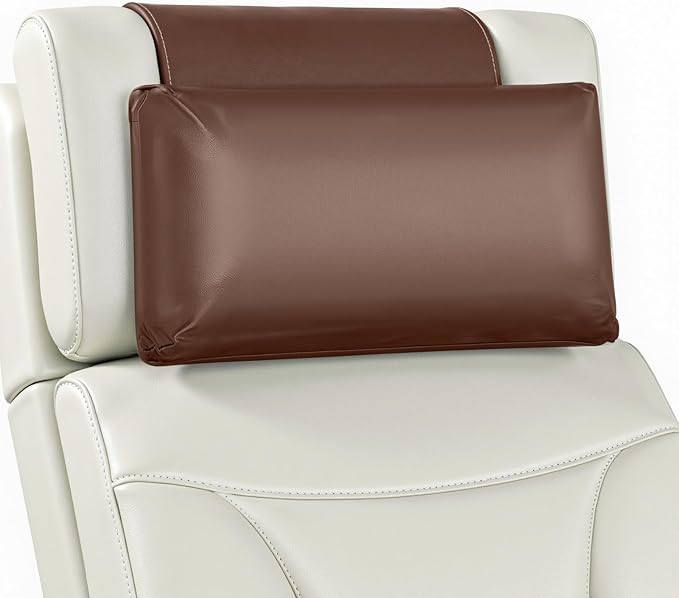 Leather Recliner Pillow, Adjustable Neck & Head Support Pillow, Pu Leather Non-Slip Headrest for Pain Relief & Relaxation, Ideal for Recliner Chair, Couch, Office Chair, Sofa