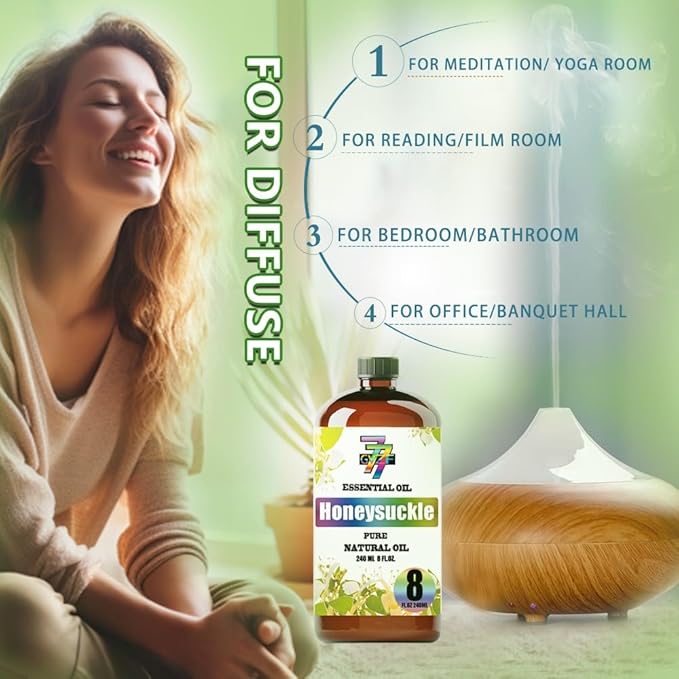 Honeysuckle Essential Oil - Honeysuckle Oils for Diffusers, Humidifiers, DIY Candles, Soap, Cleaning, Home, Office, Yoga, Massage, Gifts - 8 fl oz (240 ml) - GV77ZF