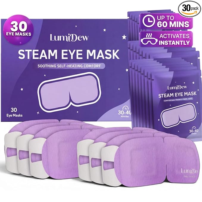 Steam Eye Mask, Self Heating Heated Eye Mask for Sleep, Warm Compress for Eyes, Moist Heat for Dry Eye Relief, Stye Eye Treatment, Spa, Travel Essentials, Mothers Day Gifts, Unscented 30 Pack