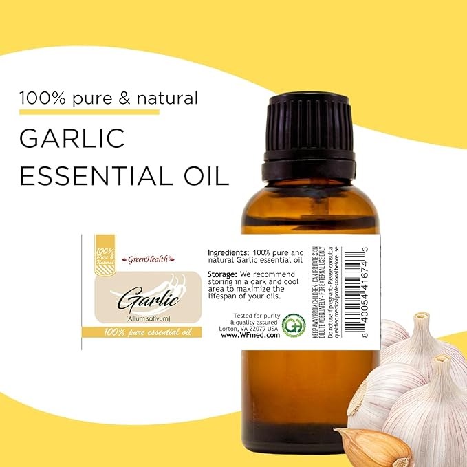 Garlic Essential Oil - 32 fl oz - 100% Pure Essential Oil - Aluminum Bottle - GreenHealth