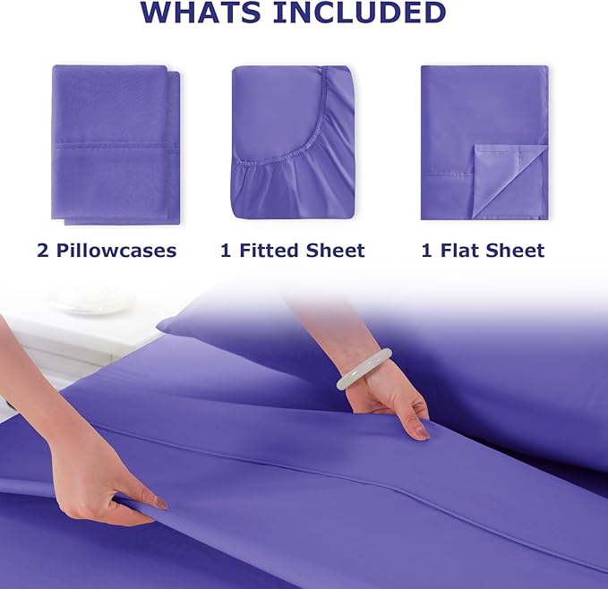King Size Bed Sheet Set - 4 Piece Soft Microfiber Sheets with Deep Pockets, Cooling Technology, and Wrinkle-Free Pillowcase. Hotel-Quality, Durable Bedding, Very Peri