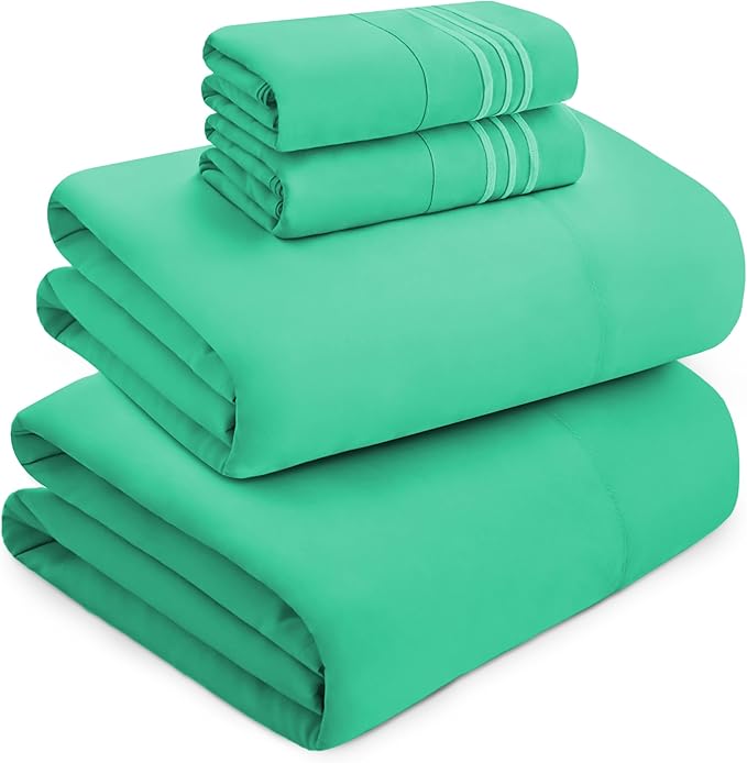 Mocassi Luxury Twin XL 4-Piece Sheet Set - 1800 Premium Hotel Quality - Easy-Fit, Wrinkle, Fade Resistant Bed Sheets and Pillowcases - All Around Elastic Fitted Sheet, Deep Pocket, Paradise Teal
