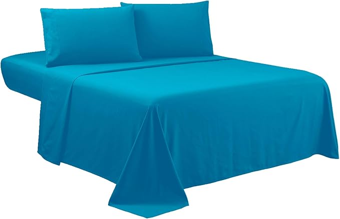 Sfoothome King Sheets Set - Hotel Luxury 4-Piece Bed Set, Extra Deep Pocket, 1800 Series Bedding Set, Wrinkle & Fade Resistant, Sheet & Pillow Case Set (King, Teal)