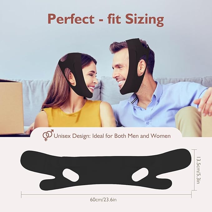 Jawline Shaper Chin Strap for Sleeping, Reusable V-Line Mask for Women Face Lifting Made w/Electric-Hot-Press Tech for Skin-Friendly & Breathable Cooling Fabric