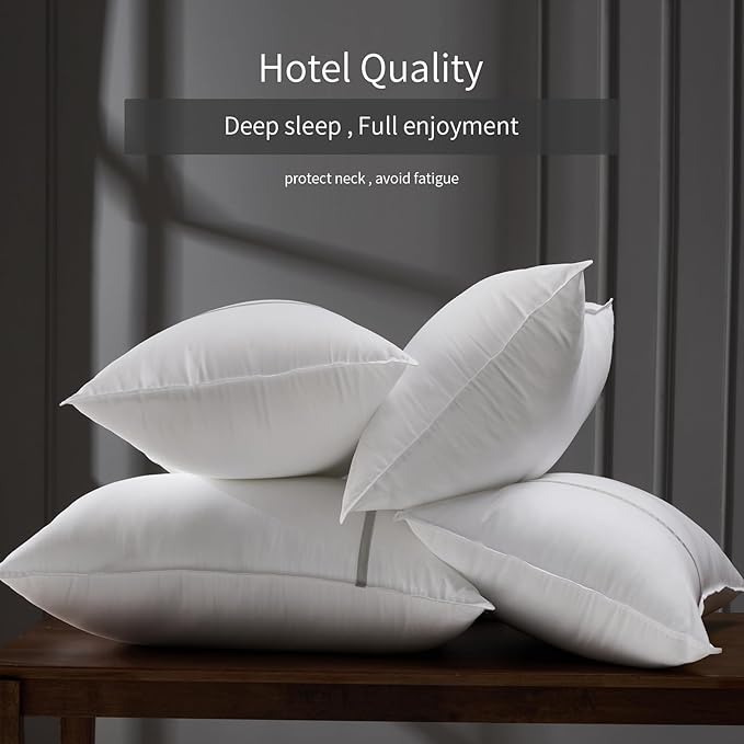 Bed Pillows Standard Size Set of 4, Medium Firm Hotel Pillows for Sleeping, Cooling Pillows for Side & Back Sleepers, Down Alternative Filling, 20 x 26 Inches