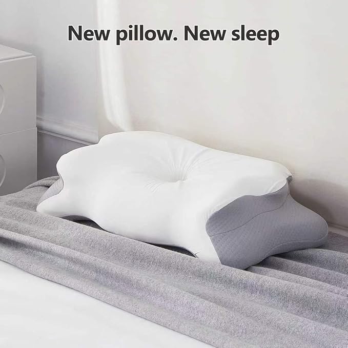 Cervical Pillow for Neck Pain Relief, 5.5"/4.3" Dual Loft Queen Size Memory Foam Pillow for Side, Back Sleepers with Broad Shoulders, Orthopedic Contour with Cooling Cover, Medium Firm, White