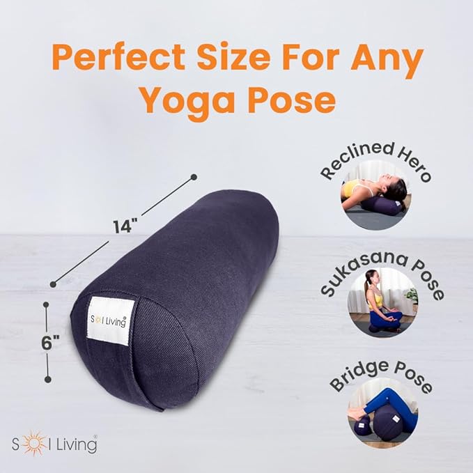 Sol Living Yoga Bolster Pillow Rectangular Meditation Cushion Cotton Meditation Accessories for Restorative Yoga Meditation Pillow Yoga Pillow Firm Body Pillow Bolster Pillow for Legs Removable Cover