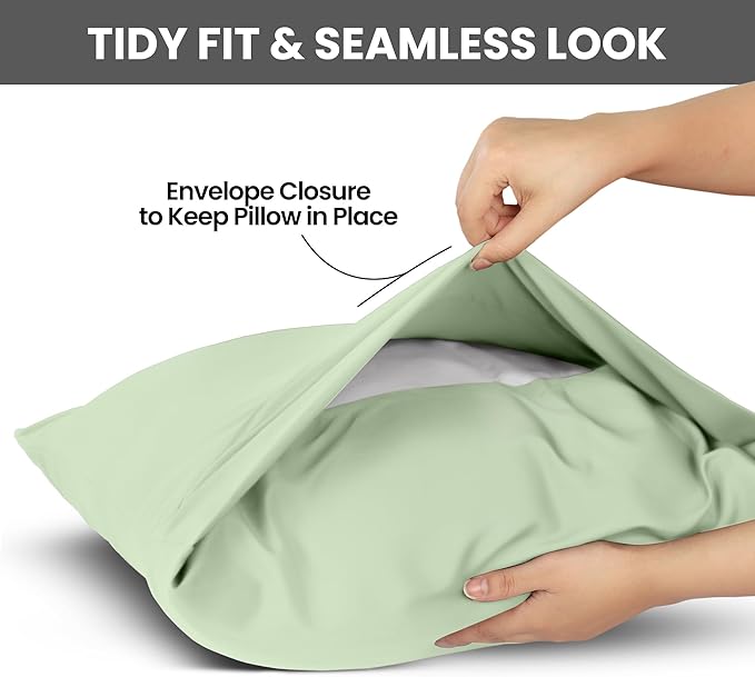 Utopia Bedding King Pillow Cases - 2 Pack - Envelope Closure - Soft Brushed Microfiber Fabric - Shrinkage and Fade Resistant Pillow Covers King Size 20 X 40 Inches (King, Sage)