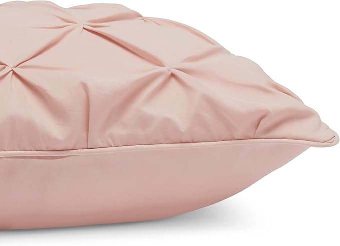 Amazon Basics Queen Size Comforter Set, All-Season Down-Alternative 3-Piece Bedding Set, Pinch Pleat Design, Full/Queen, Blush