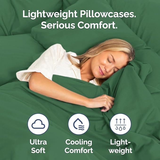 King Standard Pillow Cases Set of 4 - Soft Hotel Quality Pillowcase Covers - Comfy Bedding for Women, Men, Kids & Teens - Machine Washable Pillow Protectors - 4 Piece Set - King Standard Emerald Green