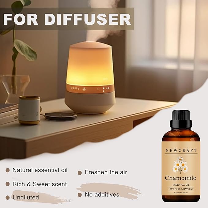 Chamomile Essential Oils, 100% Pure and Natural Essential Oil for Aromatherapy Diffuser - Chamomile/1 Fl Oz