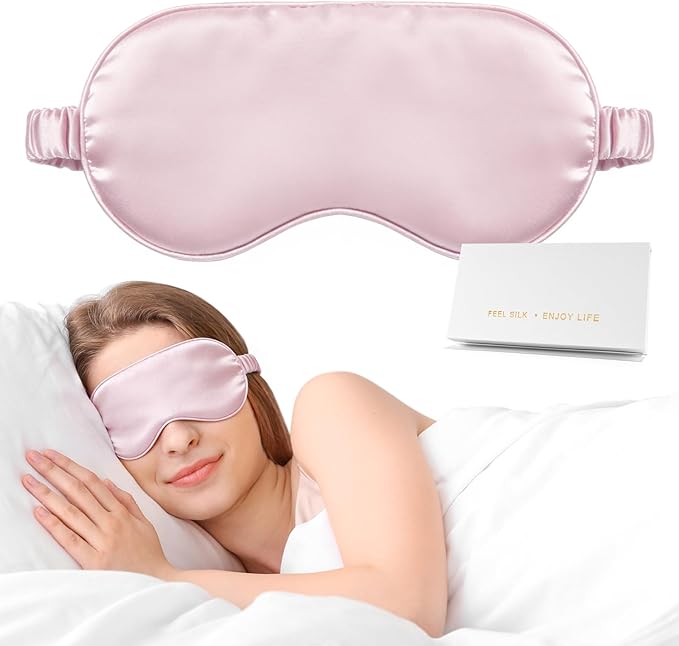 Silk Sleep Mask,Eye Mask for Sleep Women Men,Mulberry Sleeping Mask with Adjustable Strap,Blindfold Blackout Eye Mask for Travel and Full Night's Sleep,Nap